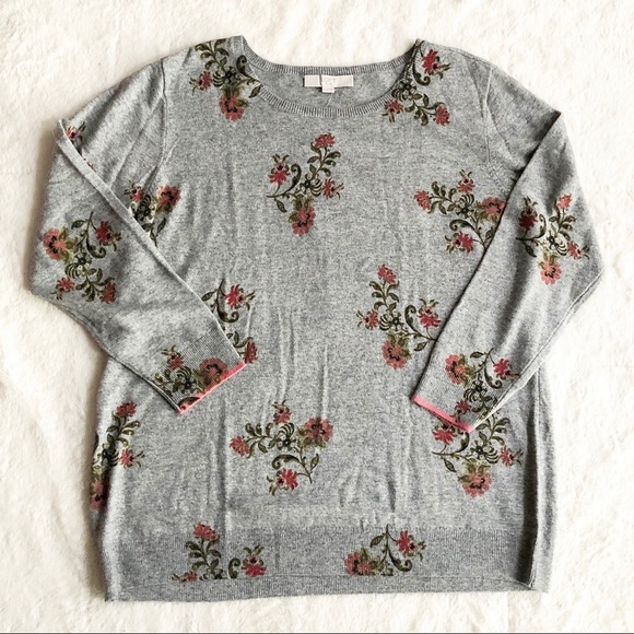 LOFT | Plus Wool Blend Blooming Vine Sweater *NWT* - Picture 2 of 10